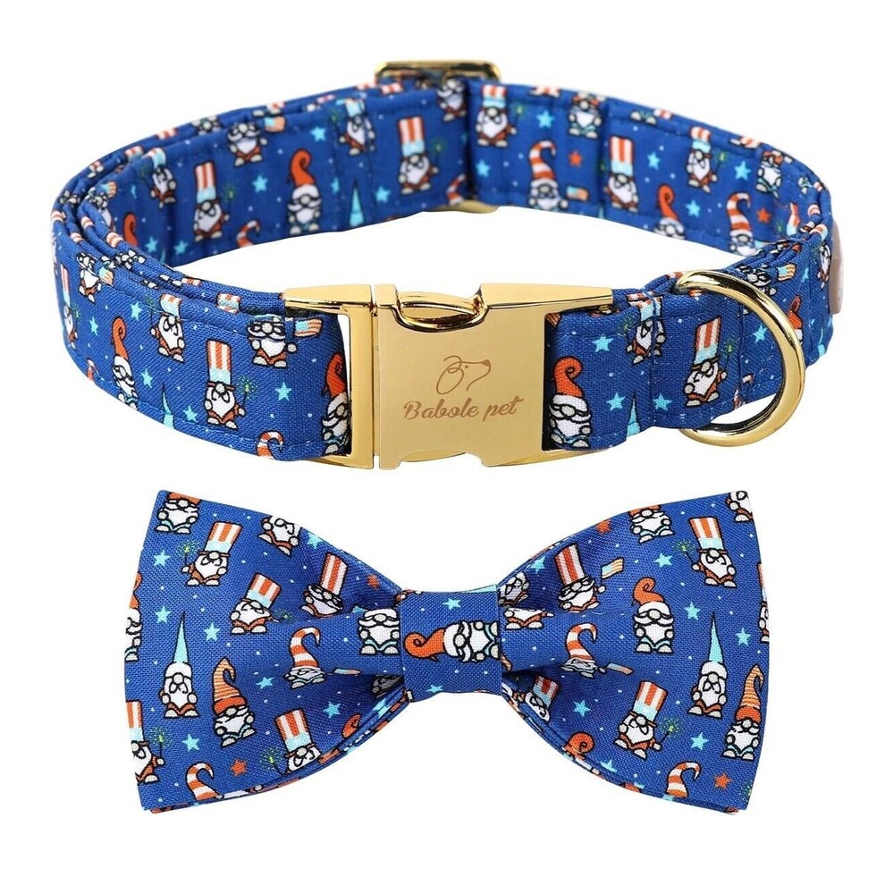 Babble Pet 4th of July Dog Bow Tie and Collar American Flag Day - Size Medium